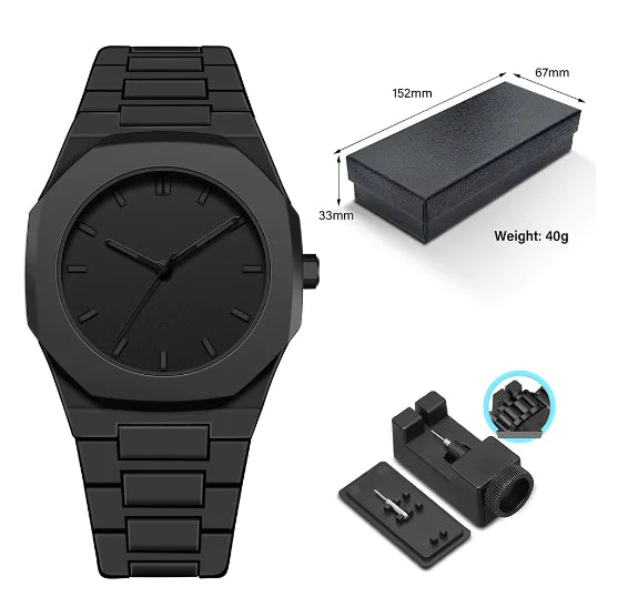 Phantom Black 41mm Quartz Watch by Jean Poedagar (One Set) - Oana Prime Shop