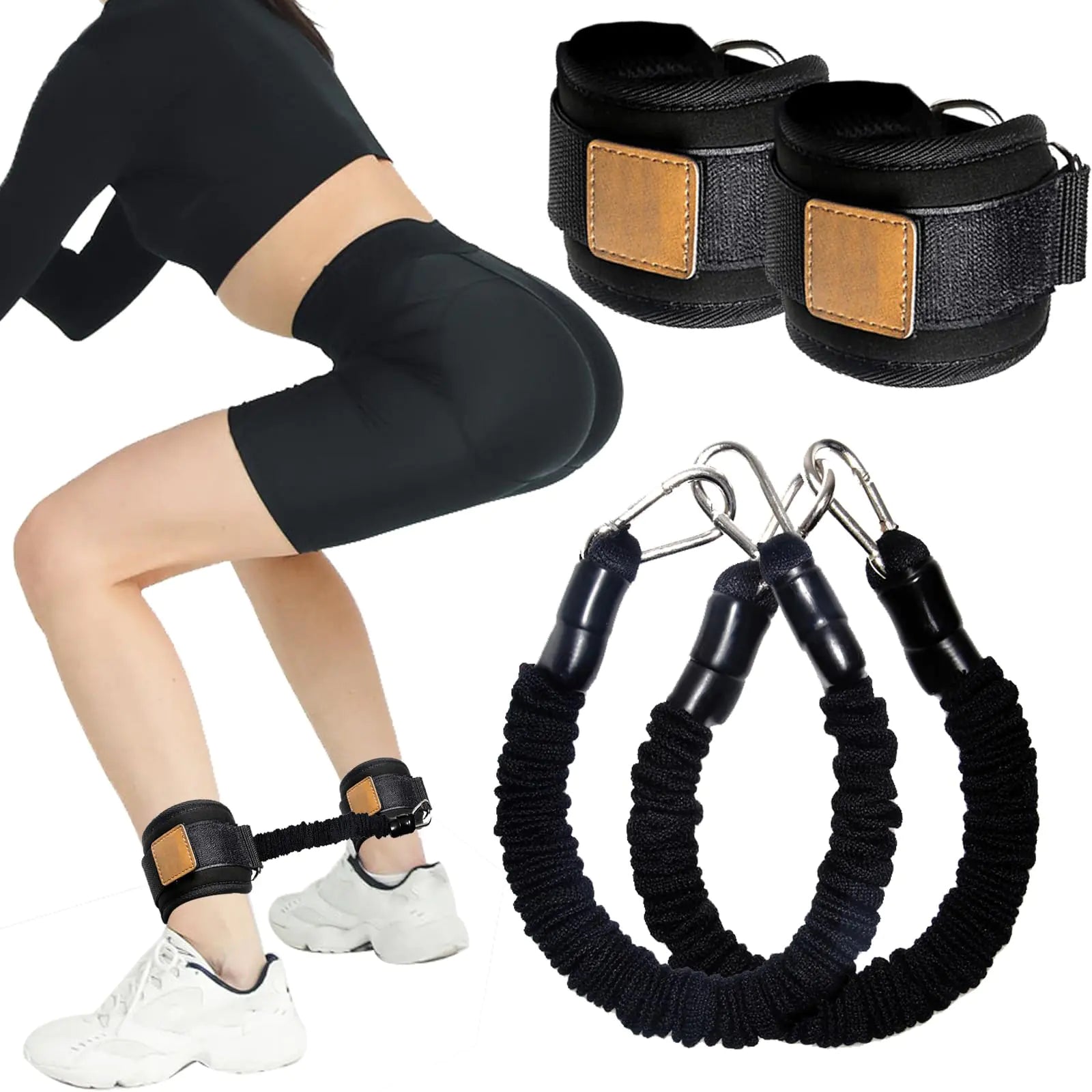 Ankle Resistance Bands with Cuffs Ankle Bands for Leg Booty Butt Lift Workout Equipment for Kickbacks Hip Leg Glute Fitness Training Exercise Bands with Ankle Cuffs for Men Women - Oana Prime Shop