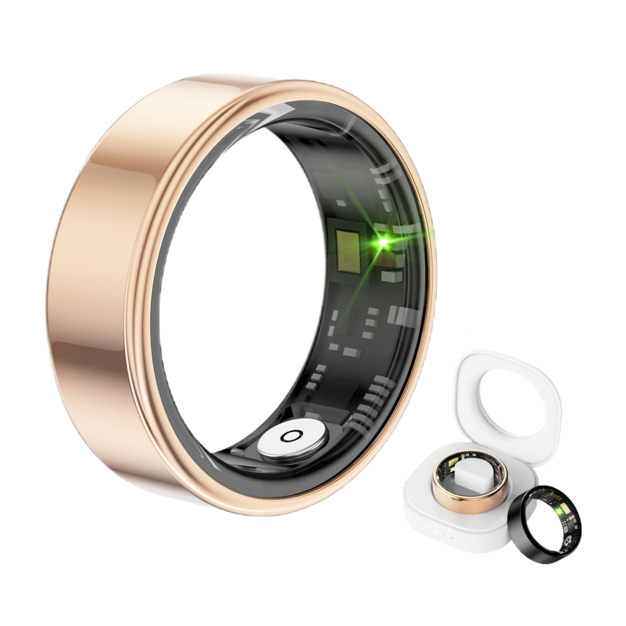 Smart Health Ring Waterproof Fitness Tracker Gold Men Women