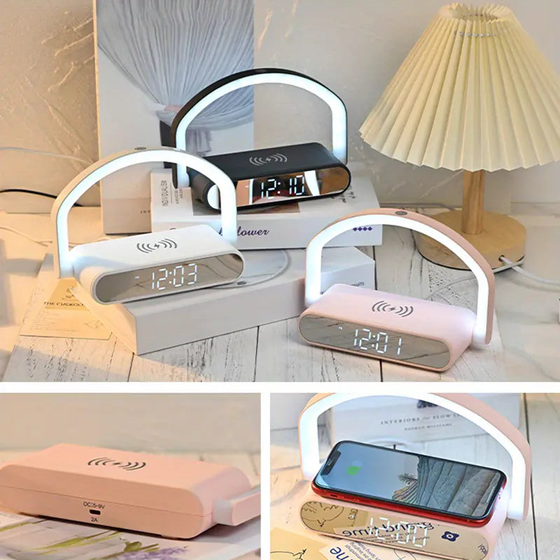 LED Alarm Clock with Wireless Fast Charging & Night Light
