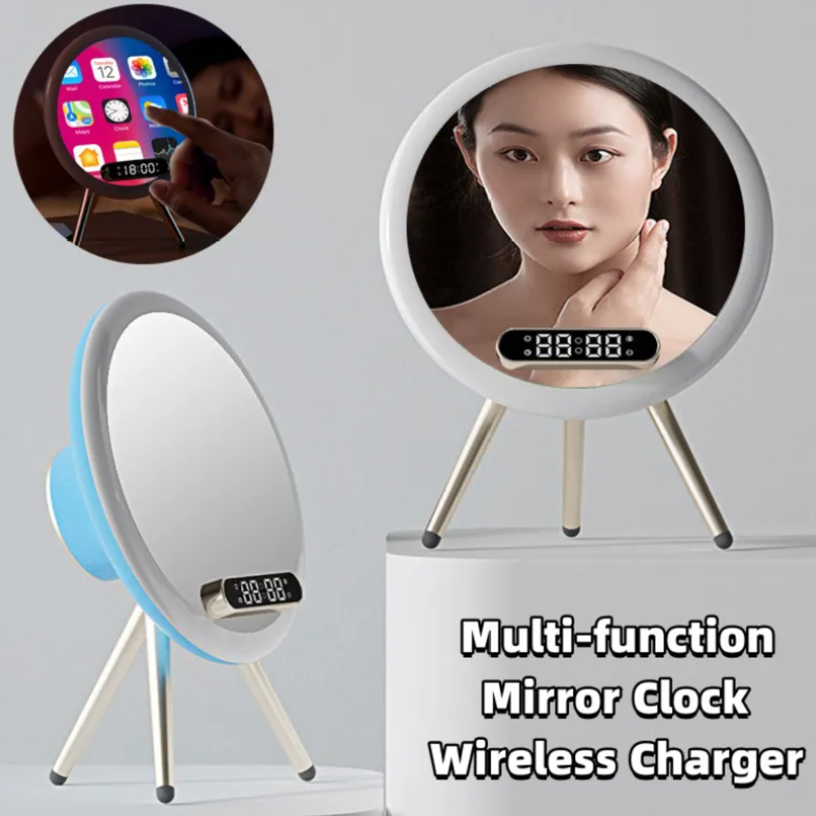 LED Mirror Alarm Wireless Charger
