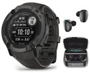 Garmin 2X Solar Charging Smart GPS Watch Earbuds Bundle