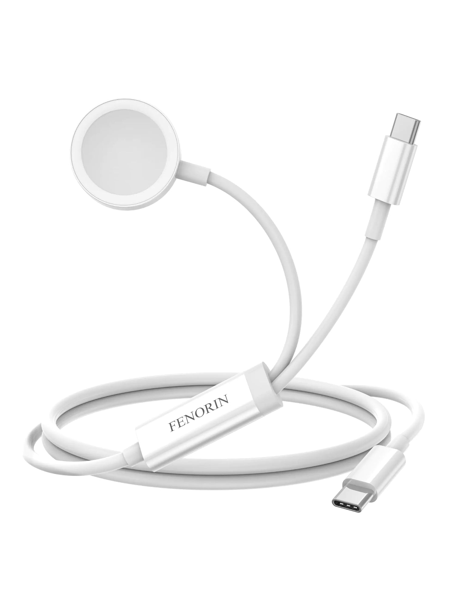 FENORIN Apple Watch Charger 60W 2-in-1 Fast Charging Cable Upgraded 4ft Cable with a Built-in USB-C and a Magnetic iWatch Connector for Apple Watch Series SE 9/8/7/6/5/4/3/2/1 iPhone 15 iPad Pro
