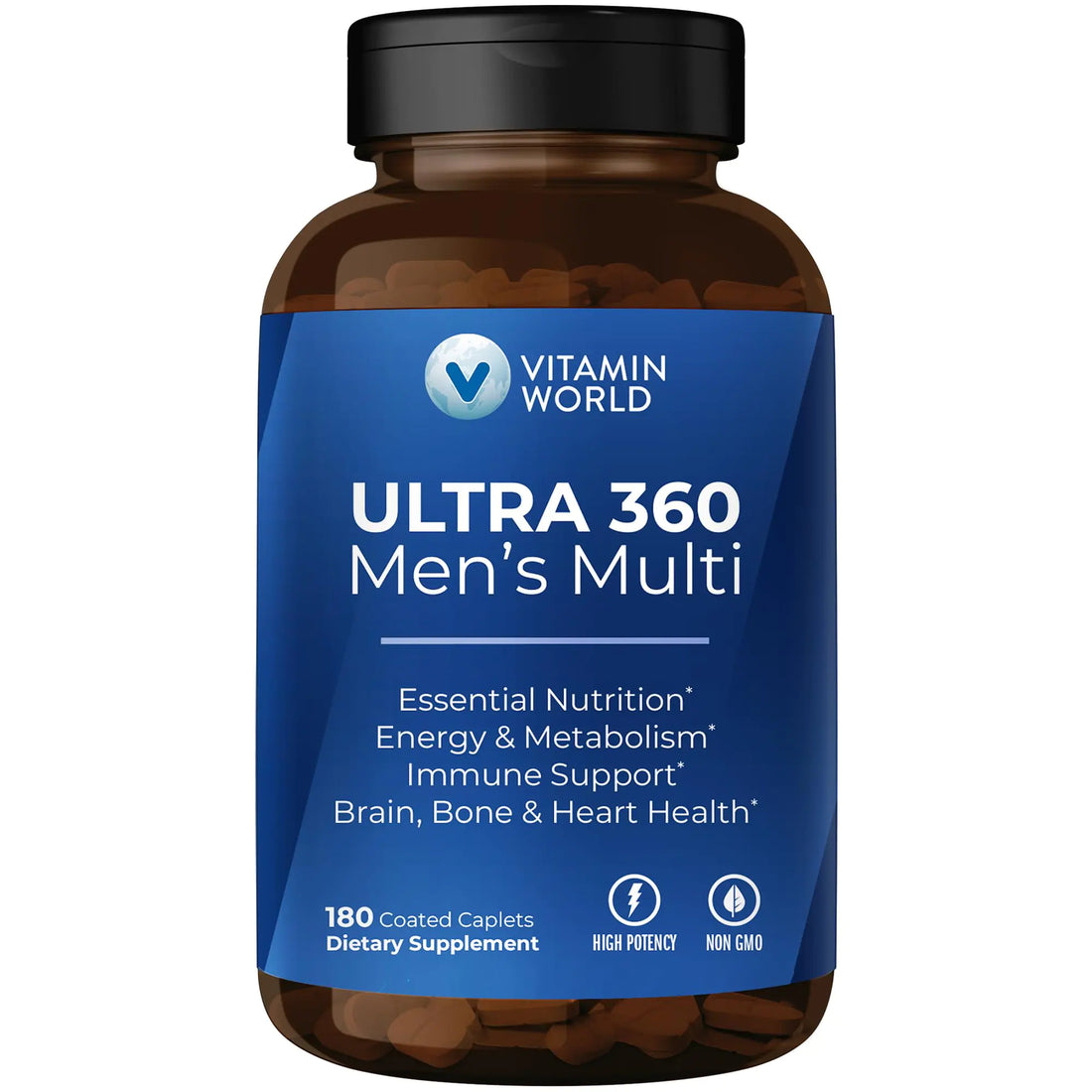 Vitamin World Ultra 360 Multivitamin for Men Mens Multivitamin with Herbs & Antioxidants for Energy & Performance Supplement with Vitamin A C D E B12 & Zinc for Immune Support 180 Caplets