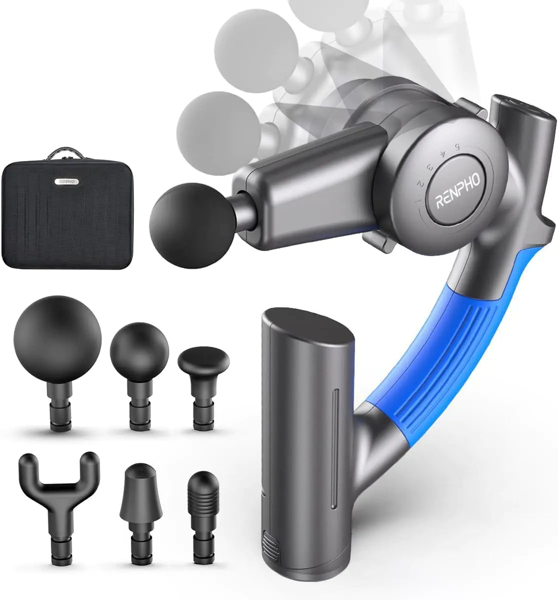 RENPHO R4 Massage Gun with Adjustable Arm Deep Tissue Massager Gun Massage Back Percussion Muscle Massage Gun for Athletes Portable Electric Sport Massager FSA and HSA Eligible