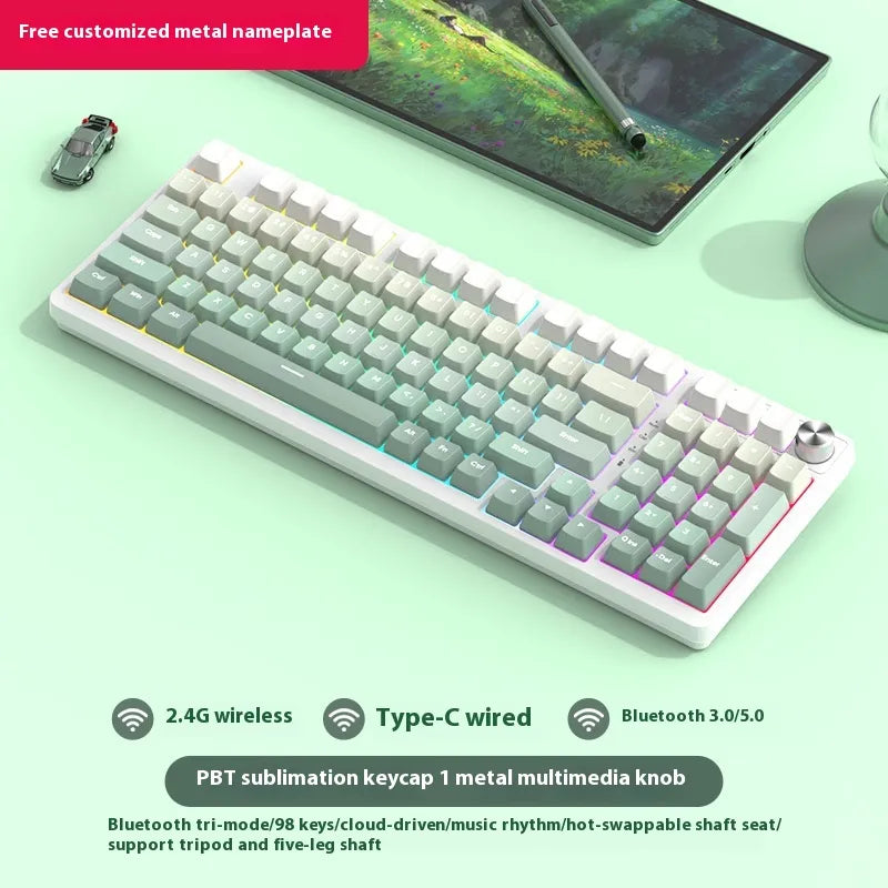 98 Key Wireless Bluetooth Three-model Mechanical Keyboard Gaming Electronic Sports Office - Oana Prime Shop