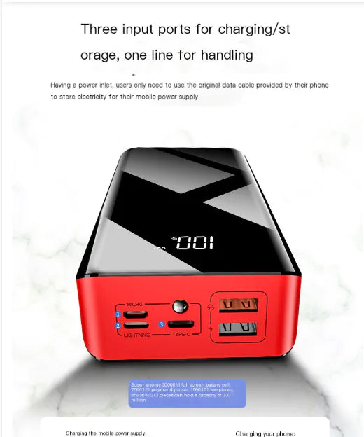 Custom Polymer Power Bank with Digital Display 30000mAh - Oana Prime Shop