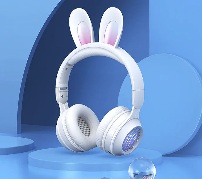 Cute Rabbit Wireless Headphones with RGB LED for Kids - Oana Prime Shop