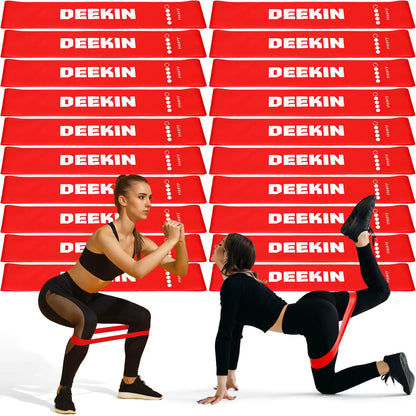 Deekin 20 Pcs Resistance Bands Resistance Loop Exercise Bands Exercise Equipment Elastic Band for Women and Men Home Fitness Gym Yoga (Red 35-40 lbs)