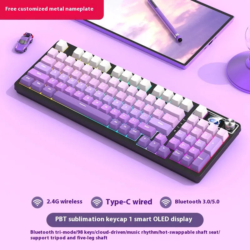 98 Key Wireless Bluetooth Three-model Mechanical Keyboard Gaming Electronic Sports Office - Oana Prime Shop
