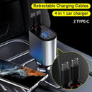 TIKTOK SHOP Retractable Car Charger, 4 in 1 Fast Car Phone Charger 66W, Retractable Cables and USB Car Charger,Compatible with iPhone 15/14/13/12/11,Galaxy,Pixel - Oana Prime Shop