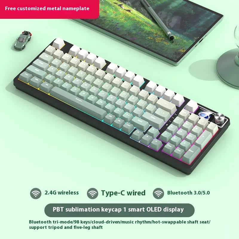 98 Key Wireless Bluetooth Three-model Mechanical Keyboard Gaming Electronic Sports Office - Oana Prime Shop