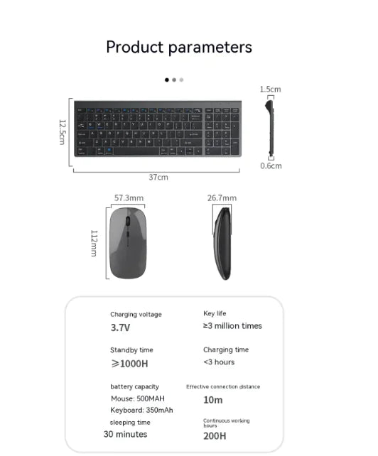 Bluetooth Dual-Mode Rechargeable Keyboard & Mouse Set - Oana Prime Shop