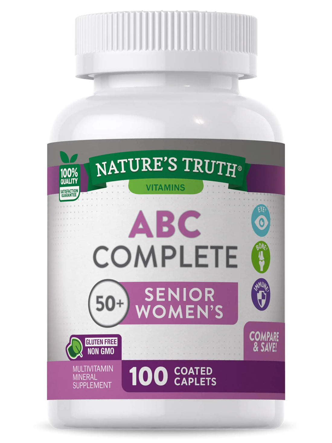 Natures Truth Multivitamin For Women 50 Plus | 100 Caplets | ABC Complete Multivitamin | Non-GMO & Gluten Free Supplement