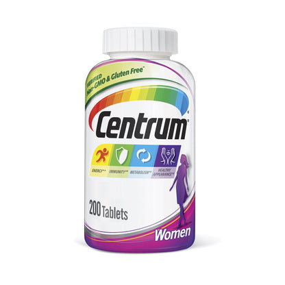 Centrum Multivitamin Tablet for Women Multivitamin/Multimineral Supplement with Iron Vitamins D3 B and Antioxidants - 200 Count
