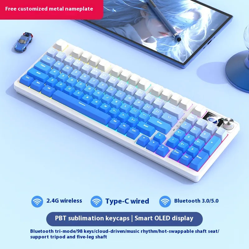 98 Key Wireless Bluetooth Three-model Mechanical Keyboard Gaming Electronic Sports Office - Oana Prime Shop