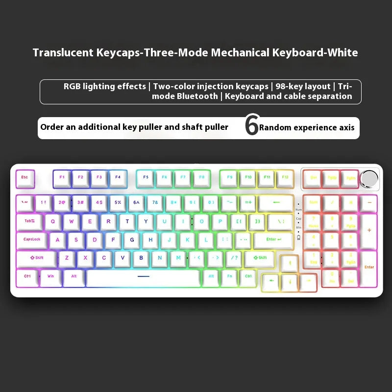 98 Key Wireless Bluetooth Three-model Mechanical Keyboard Gaming Electronic Sports Office - Oana Prime Shop