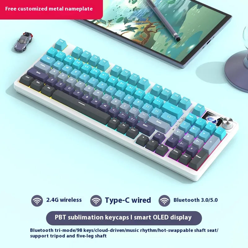 98 Key Wireless Bluetooth Three-model Mechanical Keyboard Gaming Electronic Sports Office - Oana Prime Shop