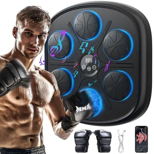 ITEFDTUTNE Music Boxing Machine (Upgraded Version) Smart Bluetooth Boxing Music Workout Machine for Adults and Kids Wall Mounted Musical Boxing Machine with Gloves for Home Indoor and Gym