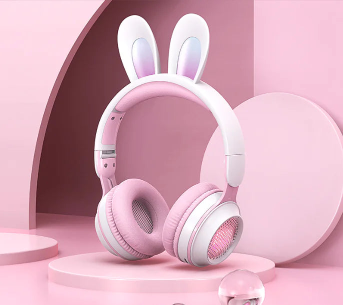 Cute Rabbit Wireless Headphones with RGB LED for Kids - Oana Prime Shop