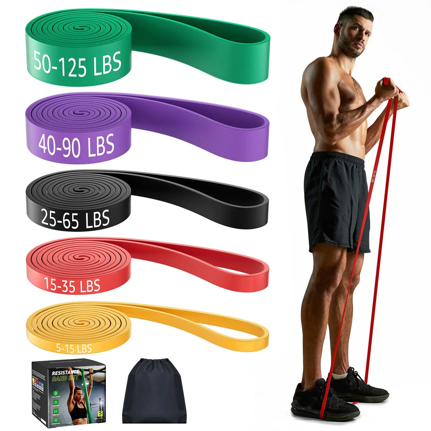 Resistance Bands Pull Up Exercise Bands Workout Bands for Fitness Training Body Stretching Physical Therapy Muscle Training