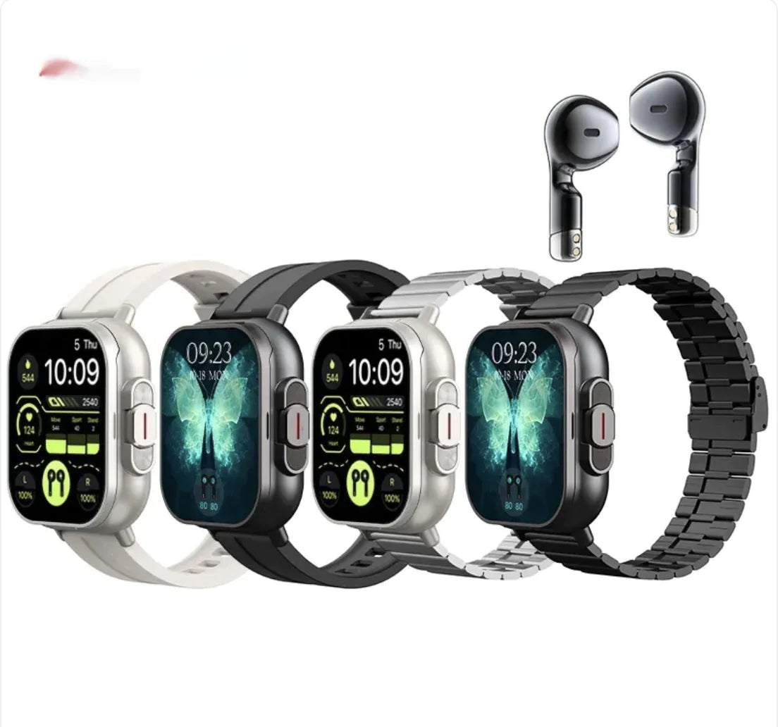 2-in-1 Smartwatch with TWS Bluetooth Earbuds &amp; Heart Rate Monitor
